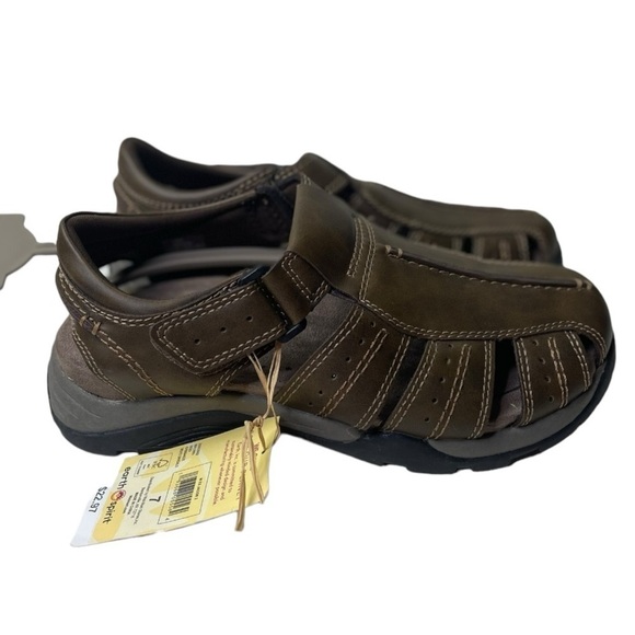 NWT Earth Spirit Men’s Jacob 2 Brown Closed Toe Gelron Sandals - Picture 1 of 7